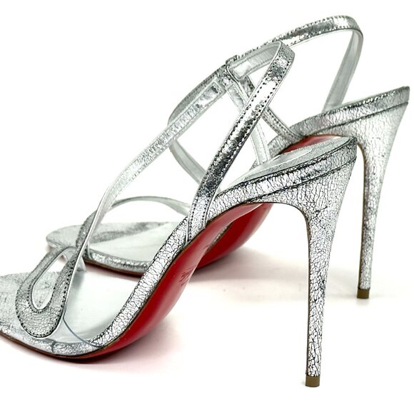 Christian Louboutin ROSALIE 100 Strappy Metallic Sling Sandals Heels Shoes - Picture 12 of 14